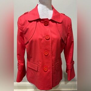 Rafaella red short jacket lined mini trench flare sleeve M 8 10